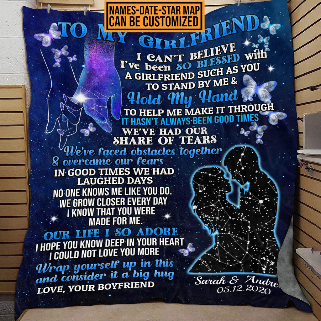 To My Girlfriend Personalized Star Map Blanket – Night Sky Custom Star Map For A Specific Date Gift For Her
