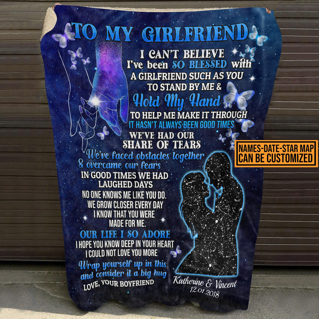 To My Girlfriend Personalized Star Map Blanket – Night Sky Custom Star Map For A Specific Date Gift For Her