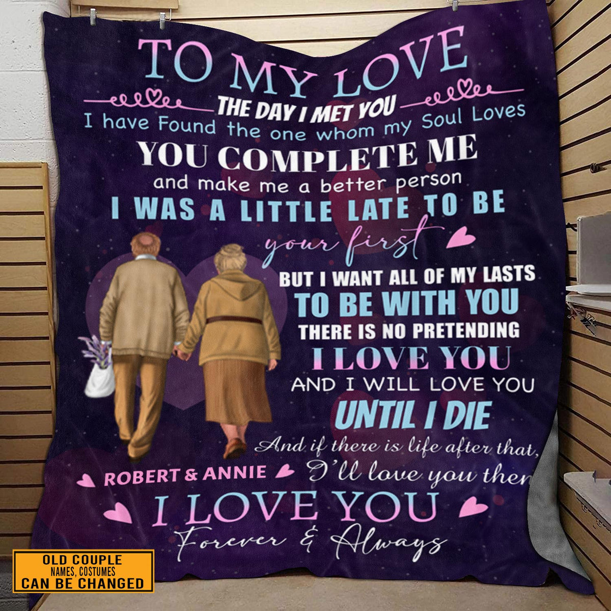 Personalized To My Love The Day I Met You Old Couple Wife Husband Anniversary Fleece Blanket Gifts