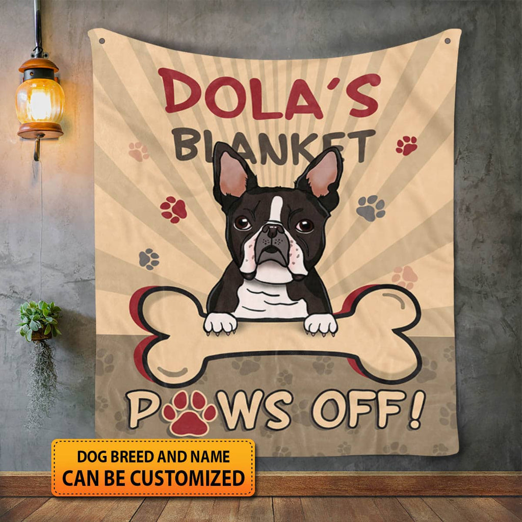 Paws Off It’s My Blanket Personalized Dog Breed Fleece Blanket – Mink Sherpa Blanket – Funny Gifts For Dog Lover