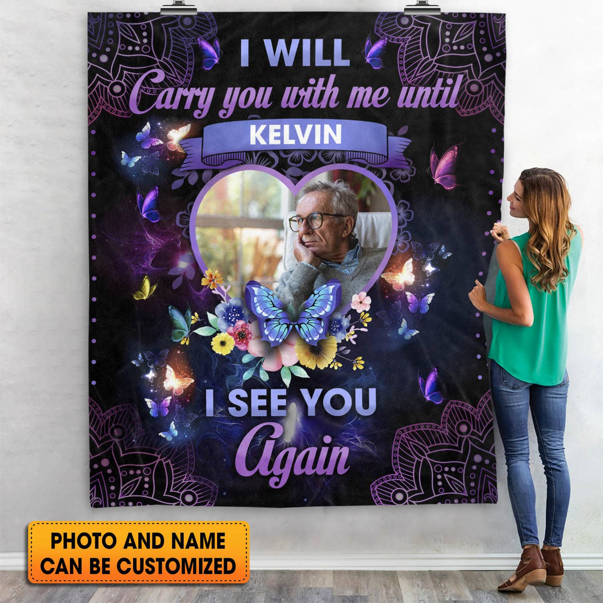 I Will Carry You With Me Until I See You Again Personalized Throw Blanket – Custom Premium Sherpa Blanket