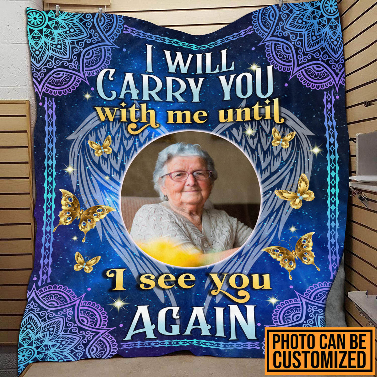 Custom Photo I Will Carry You With Me Until I See You Again Memorial Fleece Blanket – Sherpa Blanket