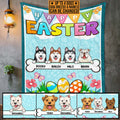 Personalized Dog Breeds Happy Easter Fleece Blanket – Sherpa Blanket – Dog Lover Easter Day Woven Blanket