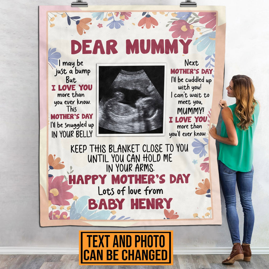 Personalized Photo Dear Mummy I May Be Just A Bump Happy Mother’s Day Fleece Blanket – Sherpa Blanket