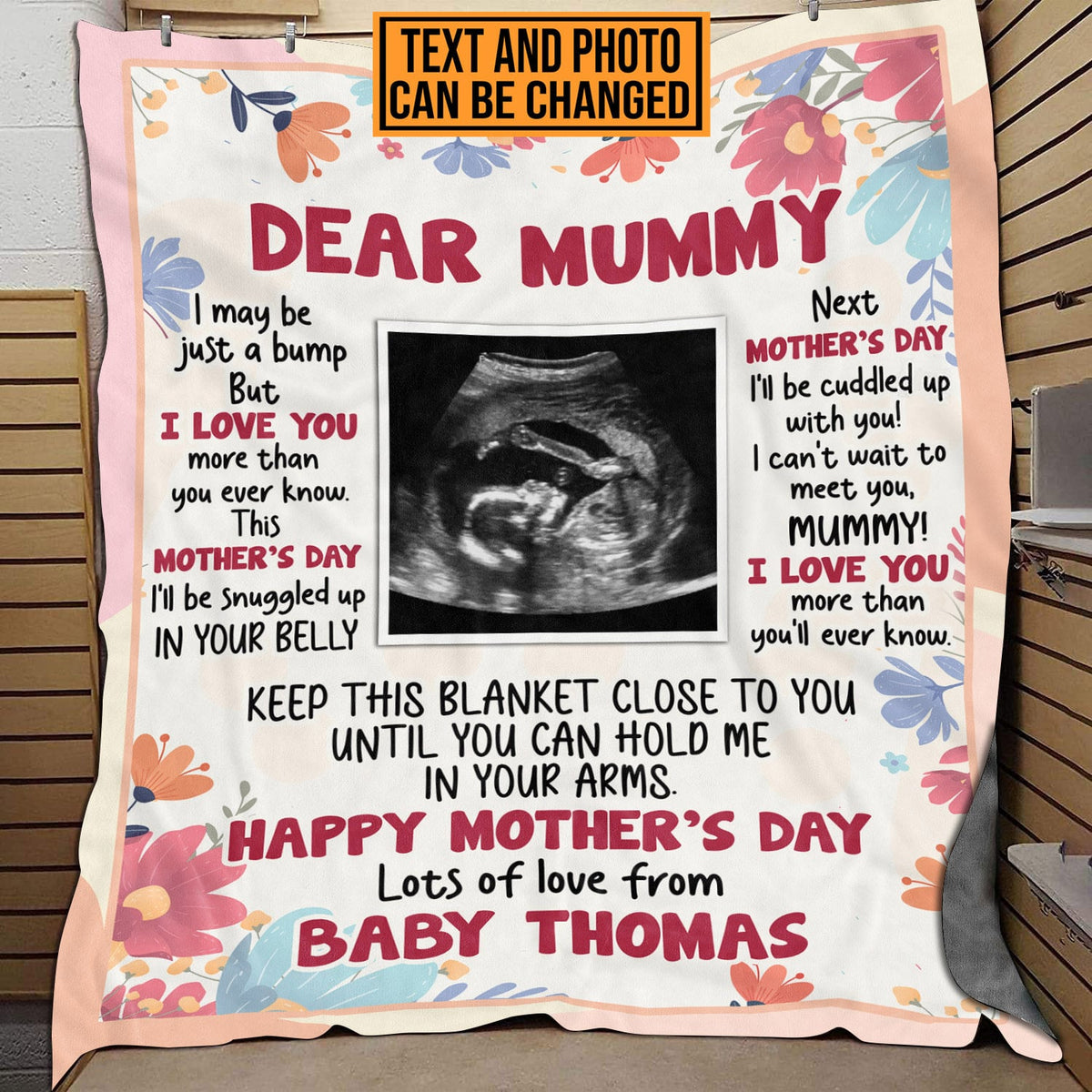 Personalized Photo Dear Mummy I May Be Just A Bump Happy Mother’s Day Fleece Blanket – Sherpa Blanket