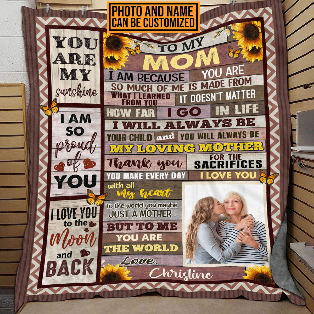 Personalized Photo To My Mom I Am Because You Are So Much Of Me Fleece Blanket – Throw Blanket