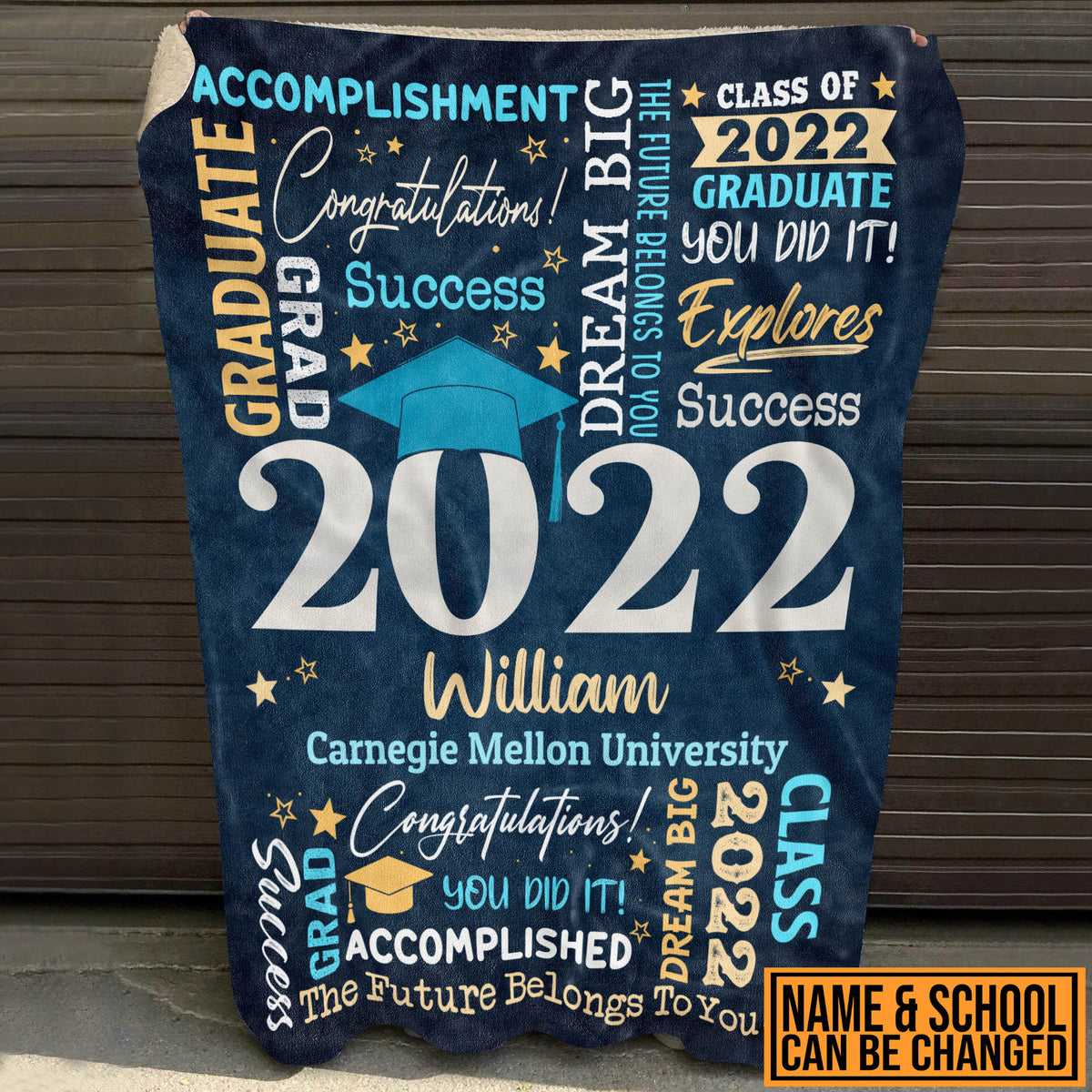 Personalized Name Class of 2022 Graduation Blanket – Graduation gifts for Her and Him – Senior 2022 Customized Name Gift