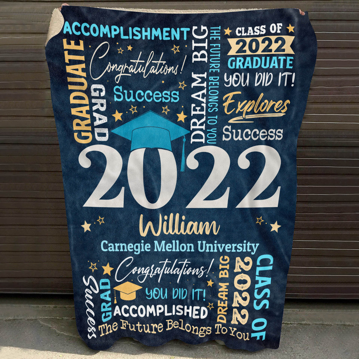 Personalized Name Class of 2022 Graduation Blanket – Graduation gifts for Her and Him – Senior 2022 Customized Name Gift
