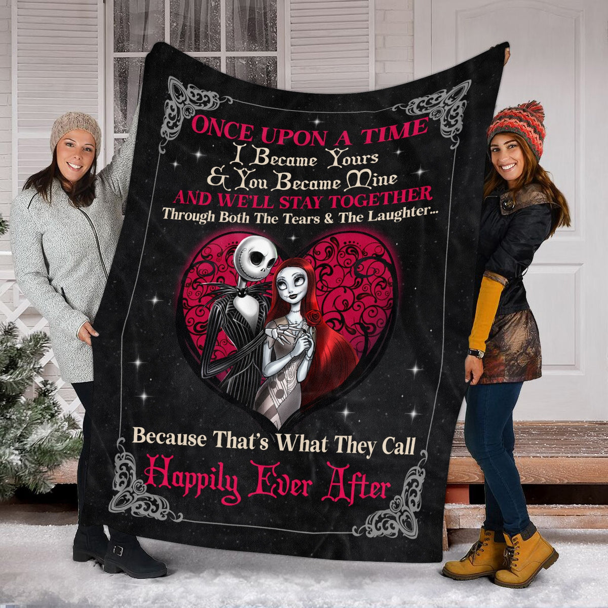 Once upon A Time I Became Yours and You Became Mine and We’ll Stay Together Happily Ever After Blanket – Halloween Couple Sherpa Blanket
