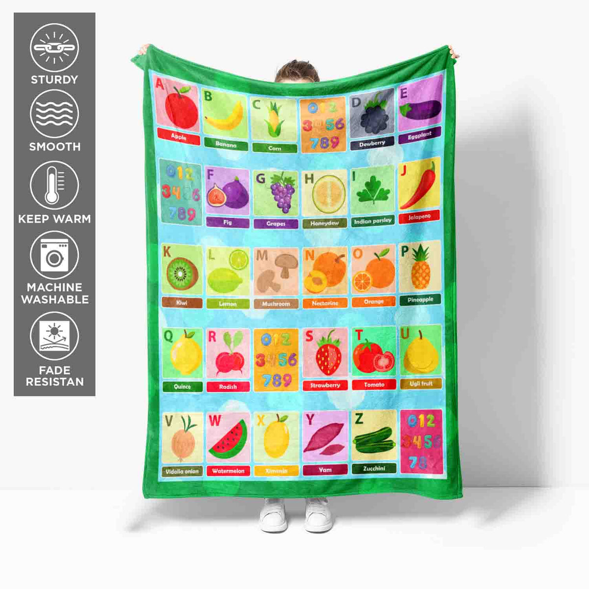 Alphabet Baby Soft Fleece Blanket – Blanket for Newborns, Babies, Nursery – ABC Baby Blanket