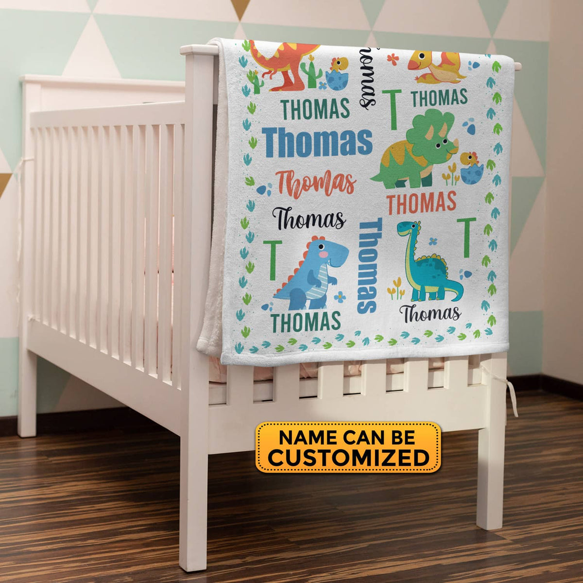 Personalized Name Baby Blanket Dinosaur – Custom Funny Cute Babysaurus Baby Name Fleece Soft Blanket