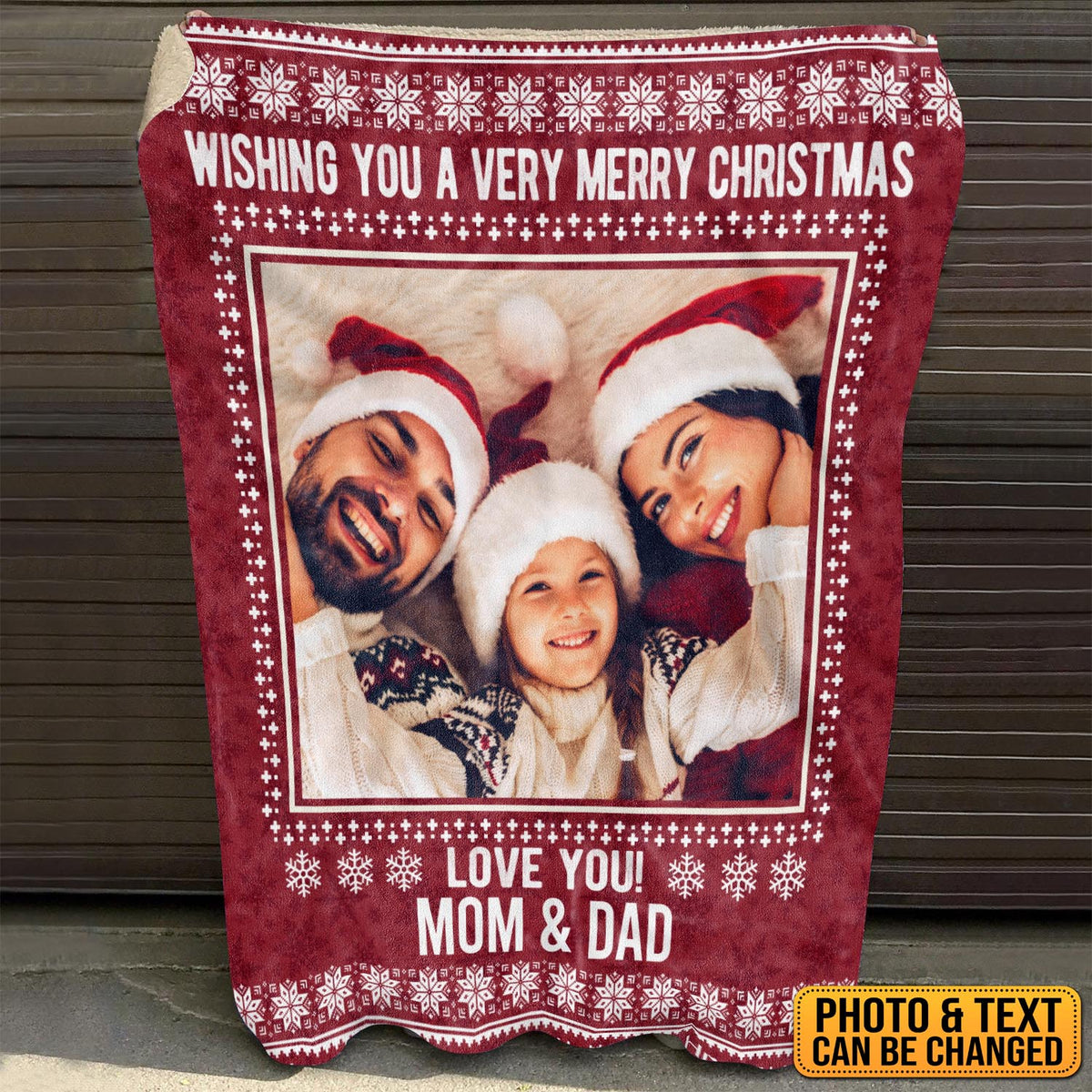 Personalized Photo Wishing You A Very Merry Christmas Fleece Blanket – Sherpa Blanket – Custom Christmas Blanket Gifts