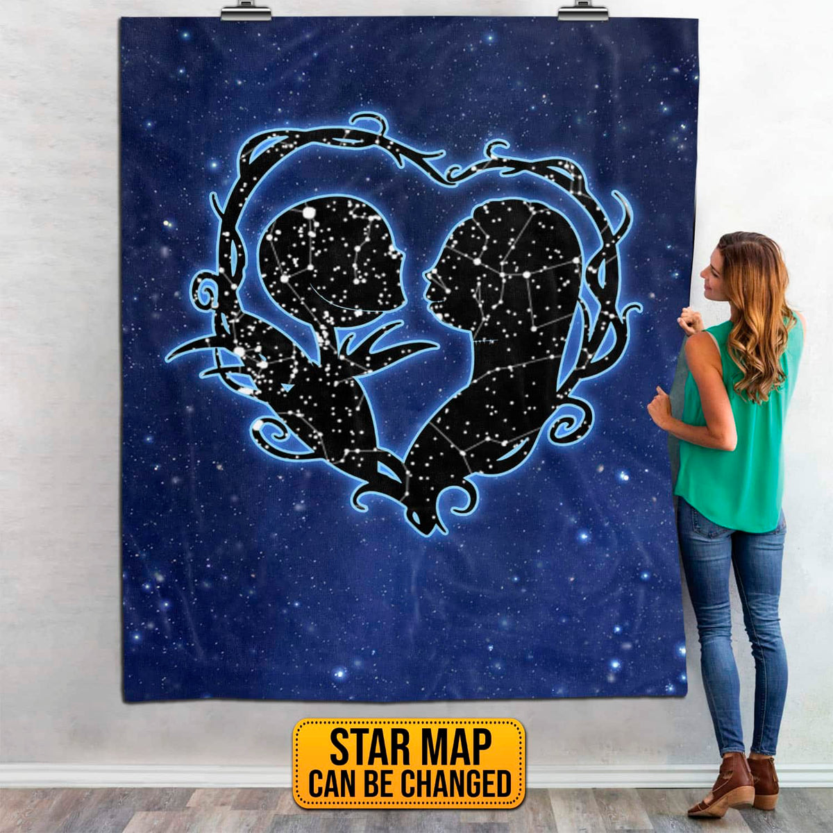 Personalized Starmap Nightmare Before Christmas Blanket – Jack and Sally Star Map Throw Blanket