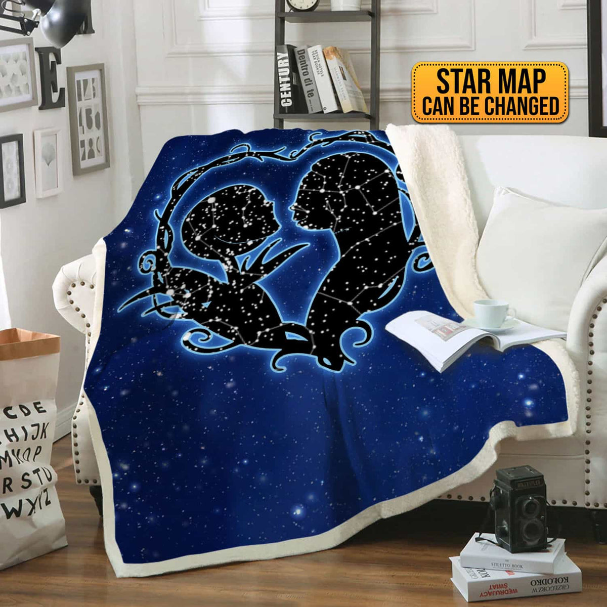 Personalized Starmap Nightmare Before Christmas Blanket – Jack and Sally Star Map Throw Blanket