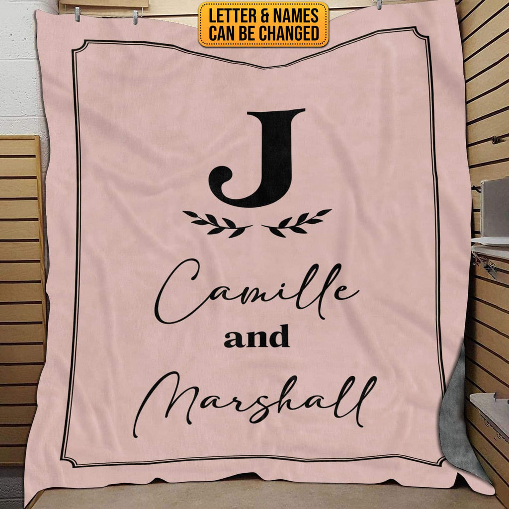 Custom Blanket with Name, Personalized Monogram Name Fleece Blankets – Couple Name Throw Blanket