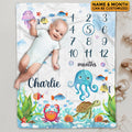 Personalized Fish Baby Monthly Blanket Newborn Boy Girl Unisex Neutral – Fish Blanket for Newborn