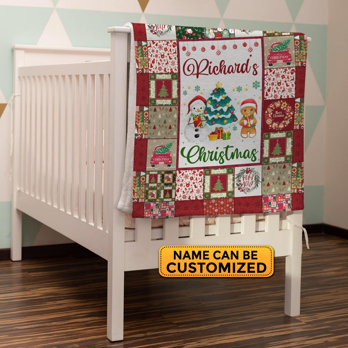 Personalized Christmas Name Baby Blanket – Custom Baby Name Soft Blanket