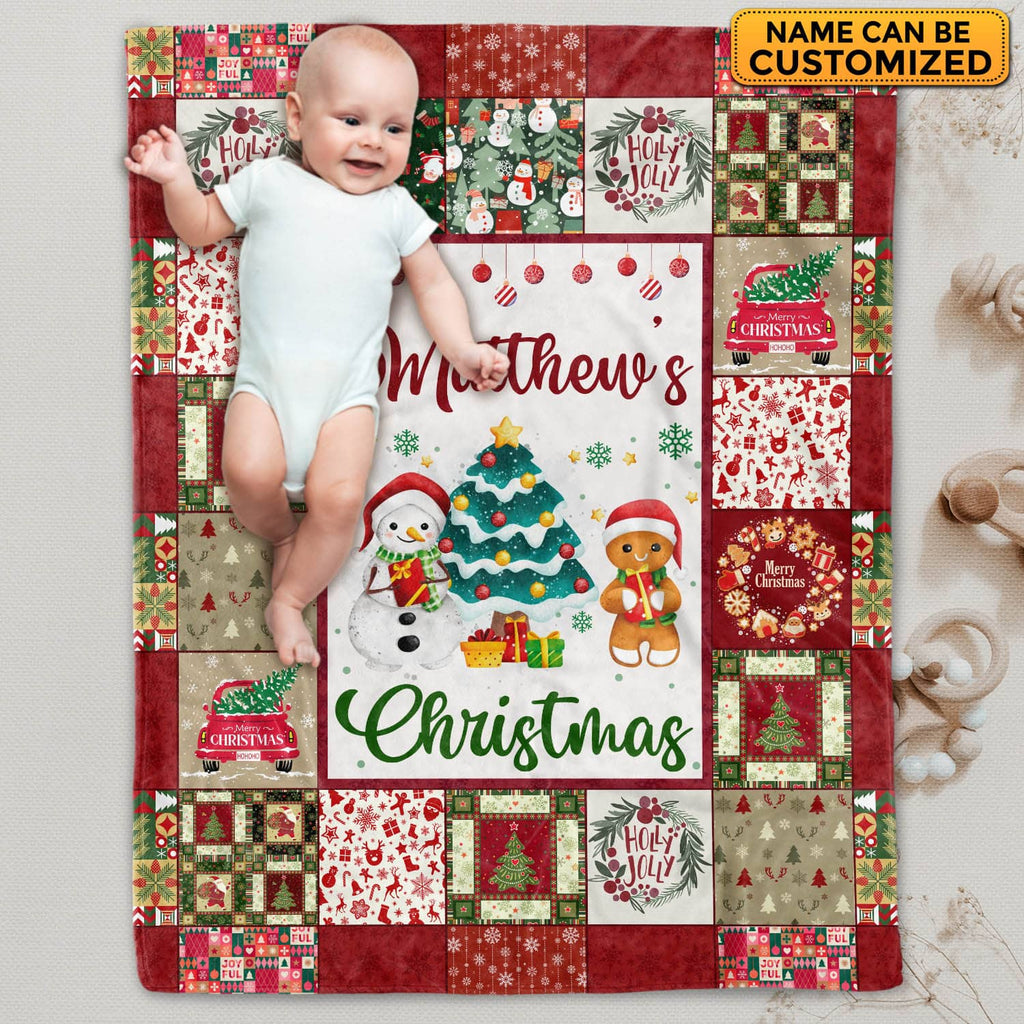 Personalized Christmas Name Baby Blanket – Custom Baby Name Soft Blanket