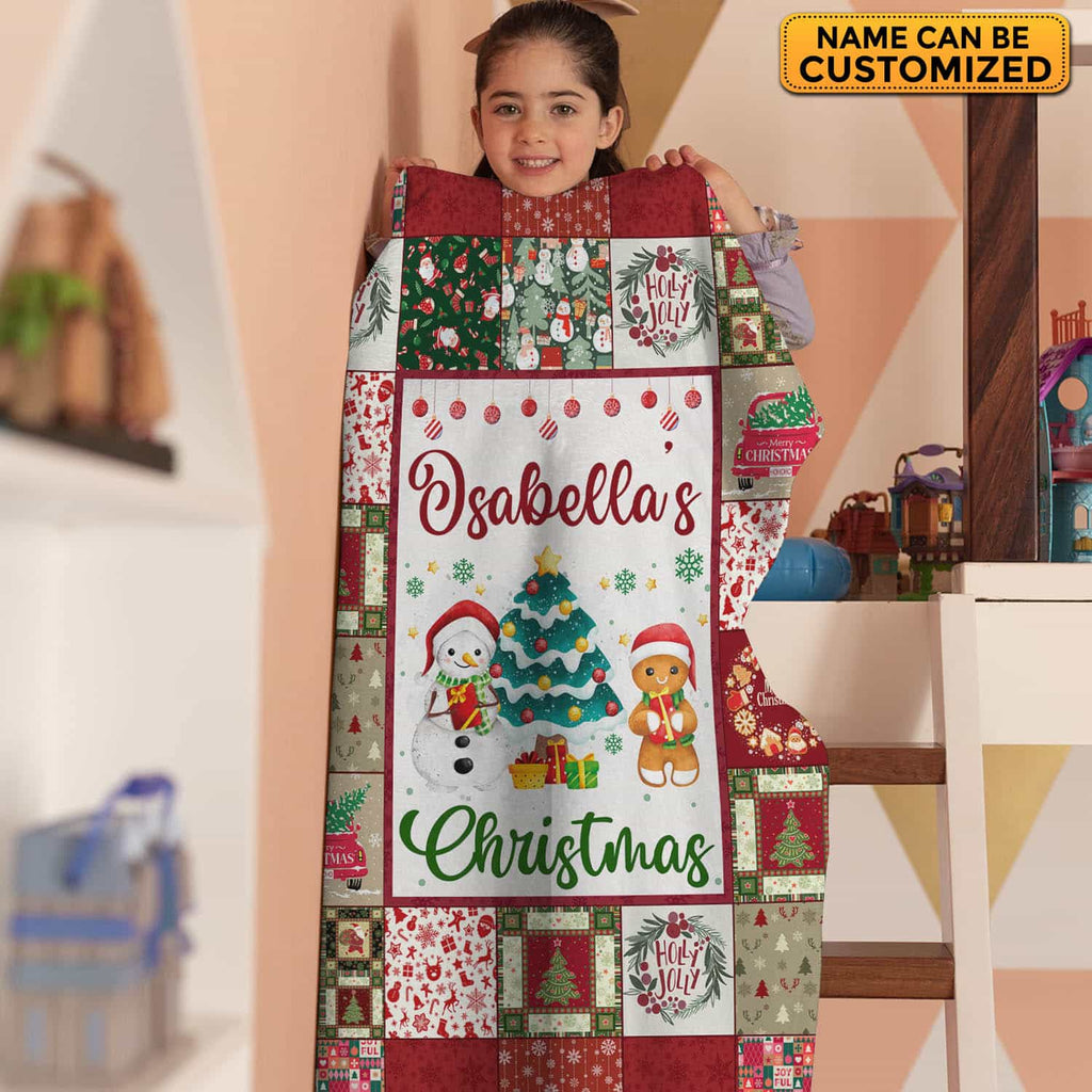 Personalized Christmas Name Baby Blanket – Custom Baby Name Soft Blanket