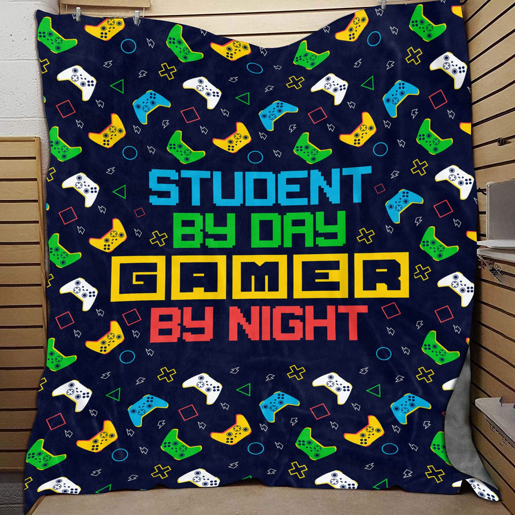 Personalized Name Student By Day Gamer By Night Throw Blanket – Custom Gaming Blanket