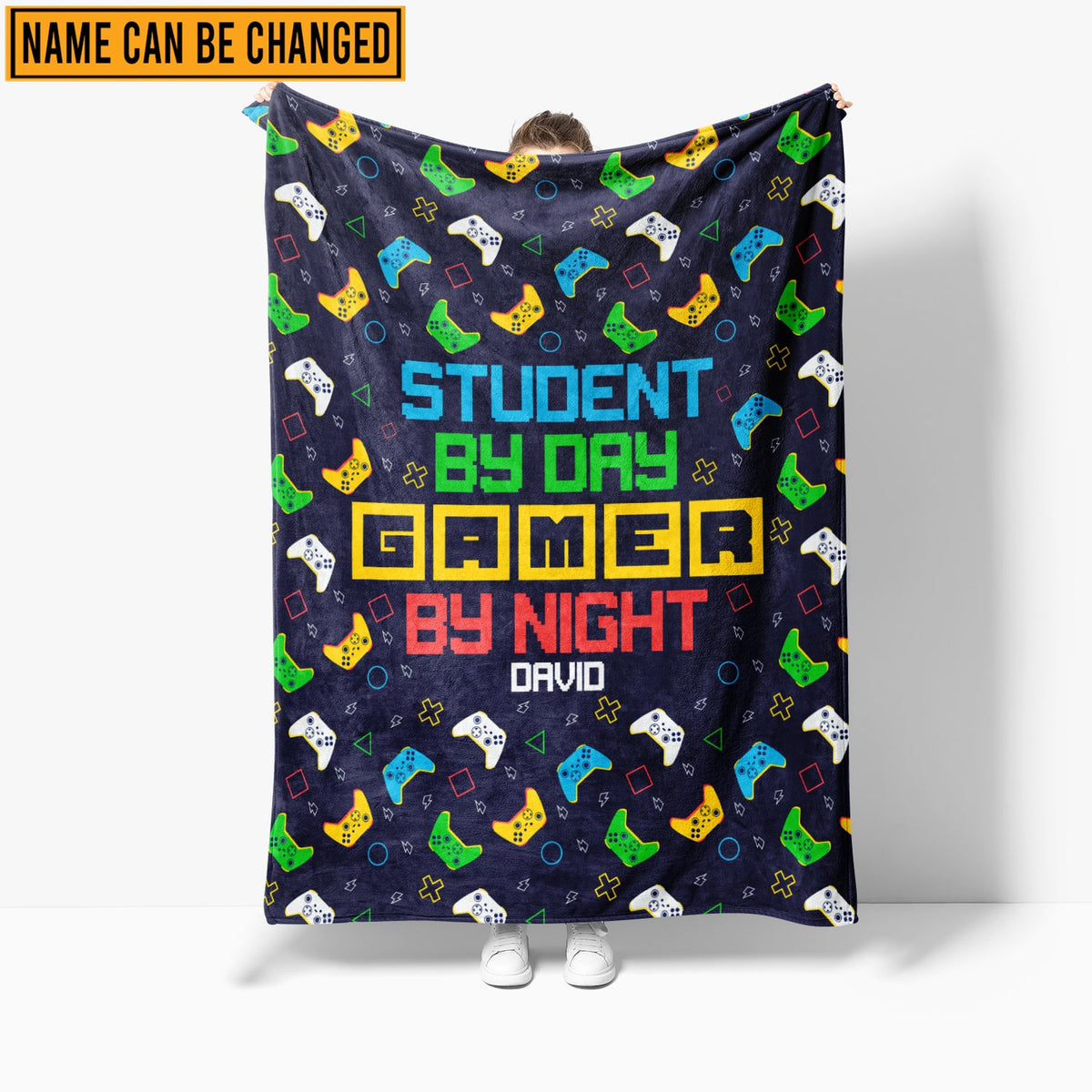 Personalized Name Student By Day Gamer By Night Throw Blanket – Custom Gaming Blanket