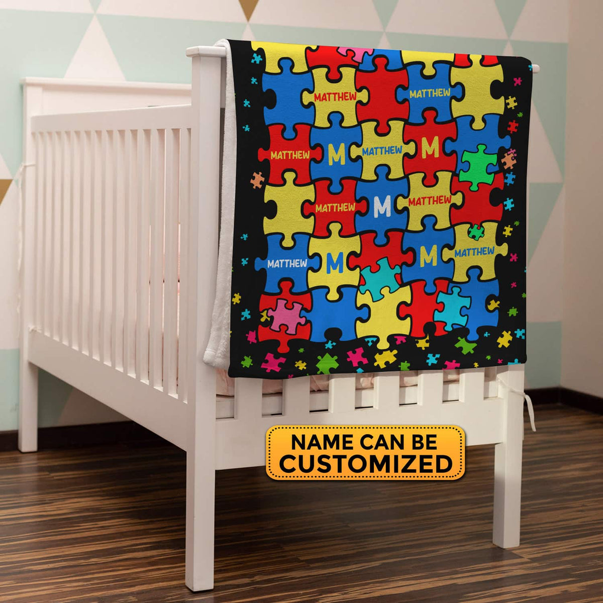 Personalized Name Autism Blanket Puzzle Cure Awareness Flannel Throw Gift for Childs Teens Adults Super Soft Convenient Comfortable Bed Sofa Couch