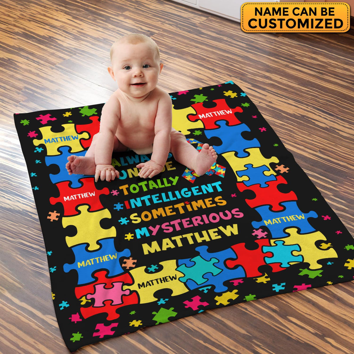 Personalized Autism Blanket Puzzle Cure Awareness Flannel Throw Gift for Childs Teens Adults Super Soft Convenient Comfortable Bed Sofa Couch