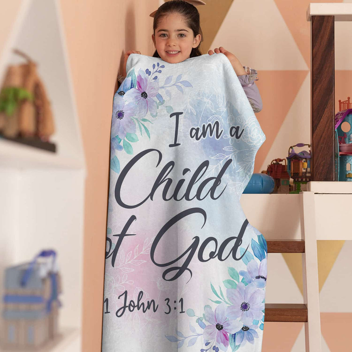 I Am A Child of God John 3: 1 Bible Verse Throw Blanket – Baby Blanket – Christian Fleece Blanket