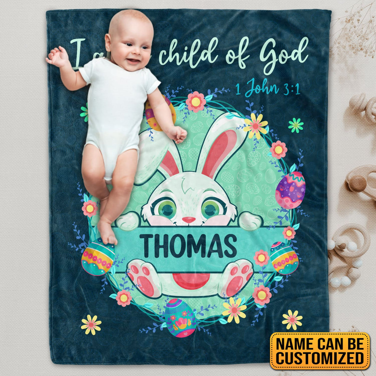 Personalized Baby Blanket with Name I Am A Child of God – Custom Baby Blankets for Boys Girls