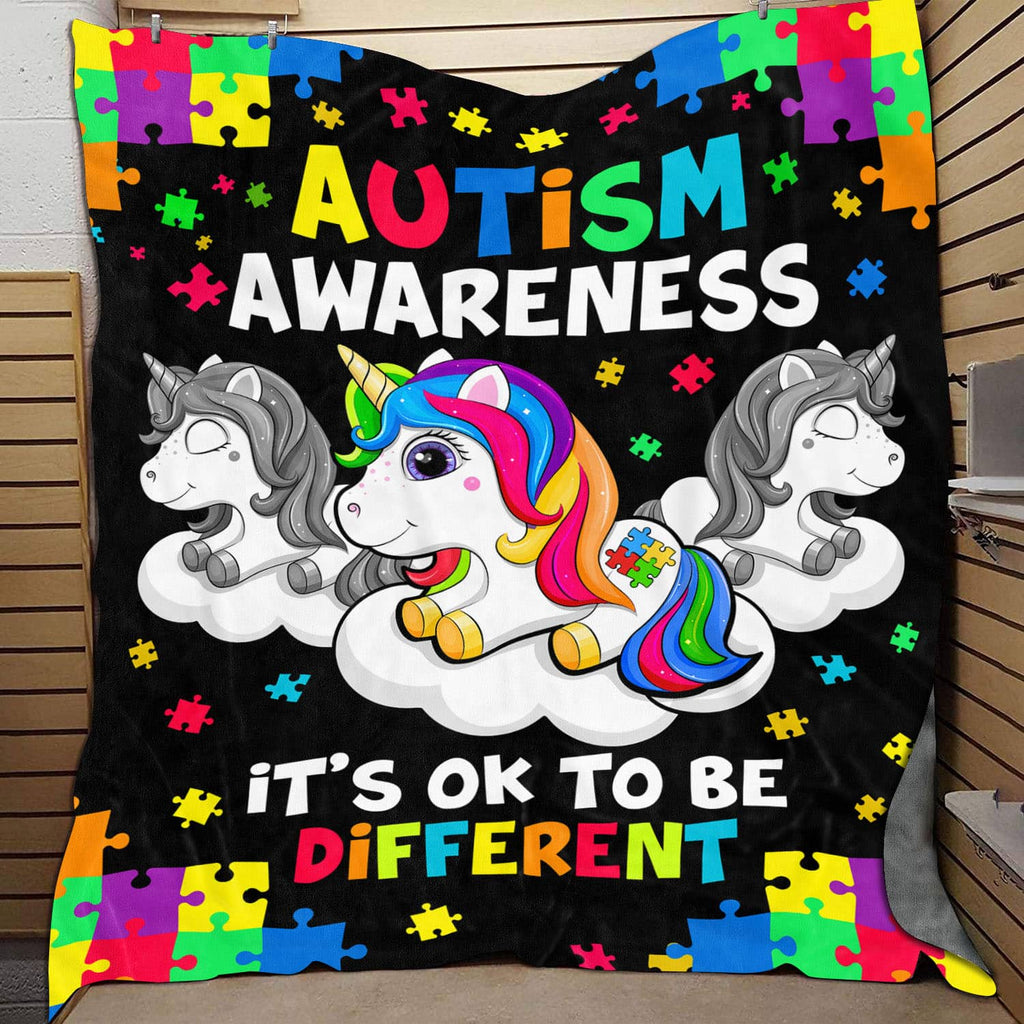 Its OK To Be Different Unicorn Throw Blanket – Autism Awareness Acceptance Blanket