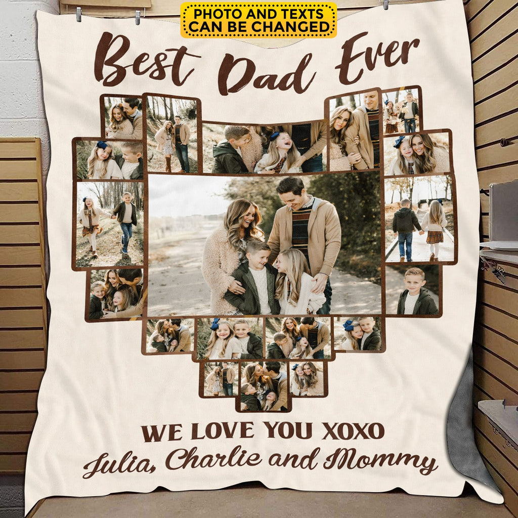 Dad Ever Personalized Photo Blanket – Fathers Day Gift – Custom Dad Gift, Custom Dad Throw Blanket, Dad Photo