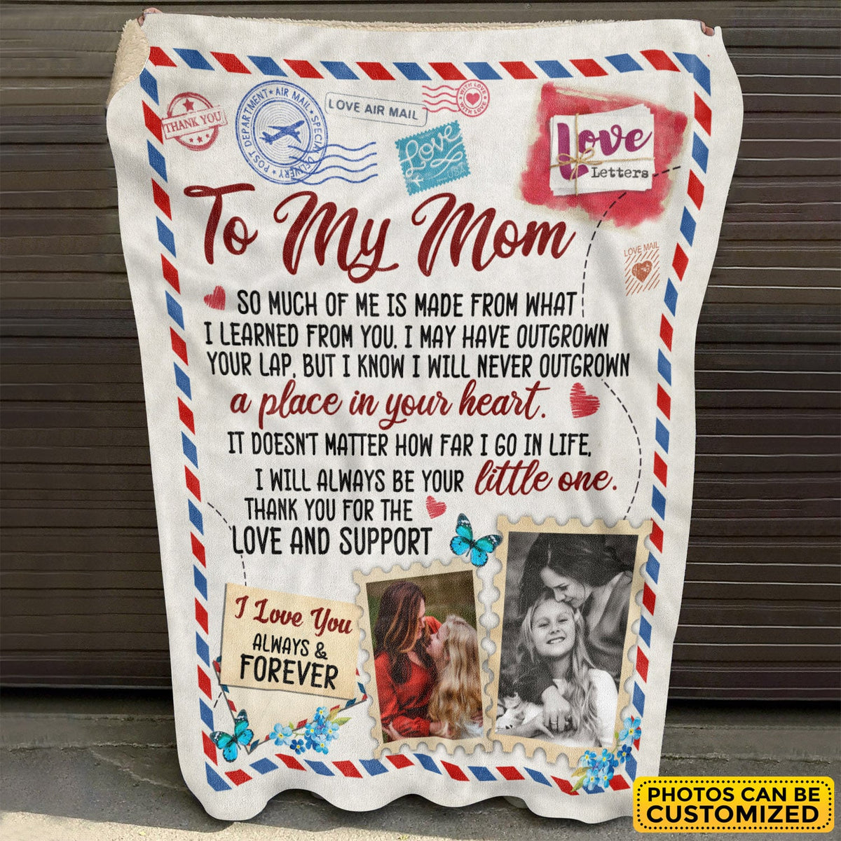 To My Mom Mail Personalized Throw Blanket – Gifts for Mom from Daughter Son – Custom Photo Mom Air Mail Blanket