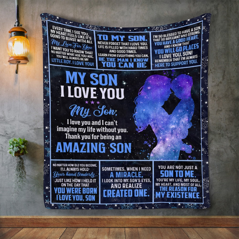 To My Son Blanket Gifts for Son from Mom – Throw Blankets Son Gifts from Dad for Son Birthday Fleece Blanket Couch Sofa