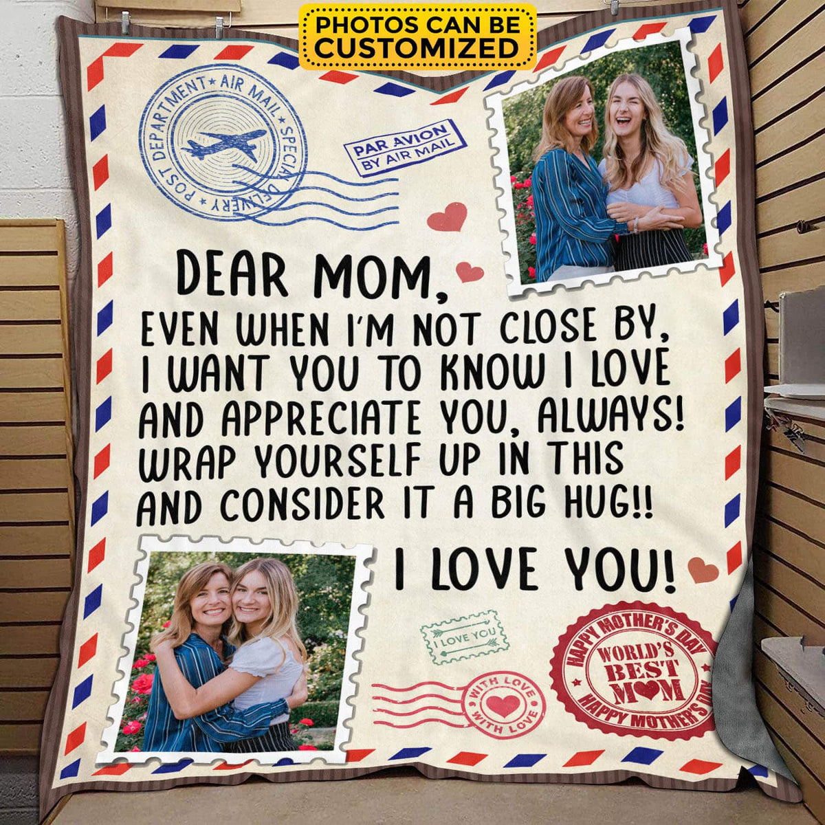 Personalized Photo Mail Mom Blanket – Custom Gifts for Mom – Blanket to My Mom Gift from Daughter Son