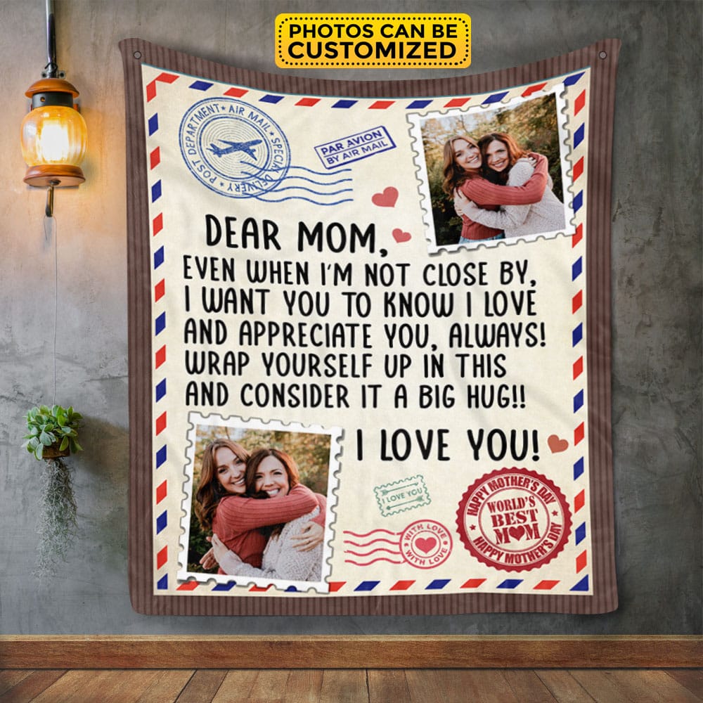 Personalized Photo Mail Mom Blanket – Custom Gifts for Mom – Blanket to My Mom Gift from Daughter Son