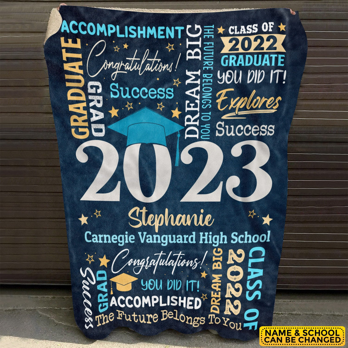 Personalized Name Class of 2023 Graduation Blanket – Graduation gifts for Her and Him – Senior 2023 Custom Name Grad College Gifts