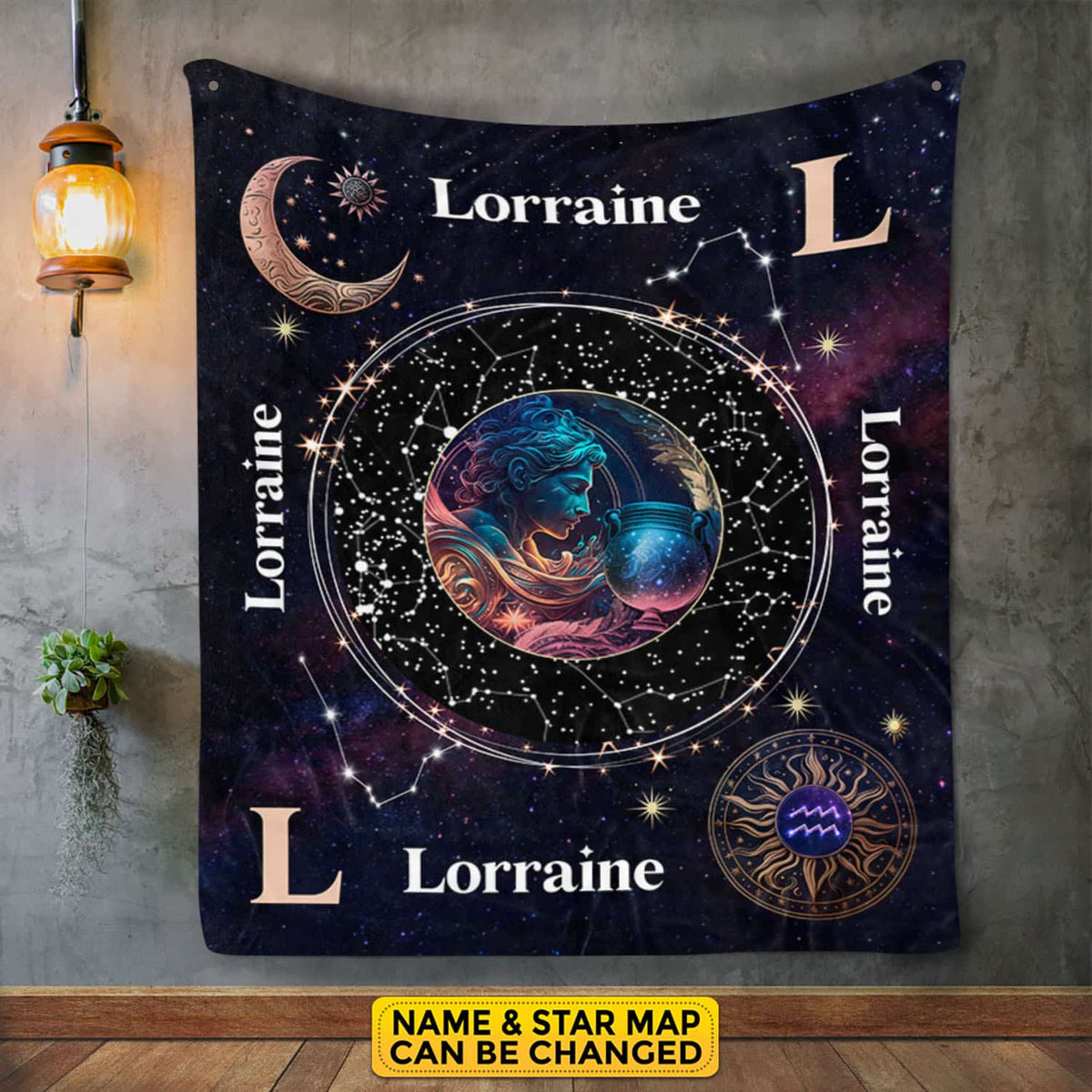 Personalized Aquarius Star Map Flannel Constellations Blanket Warm & Soft – 12 Horoscope Astrology Throw Blankets