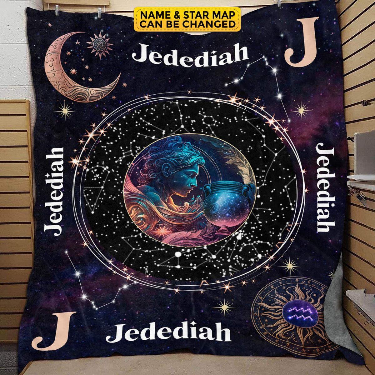 Personalized Aquarius Star Map Flannel Constellations Blanket Warm & Soft – 12 Horoscope Astrology Throw Blankets