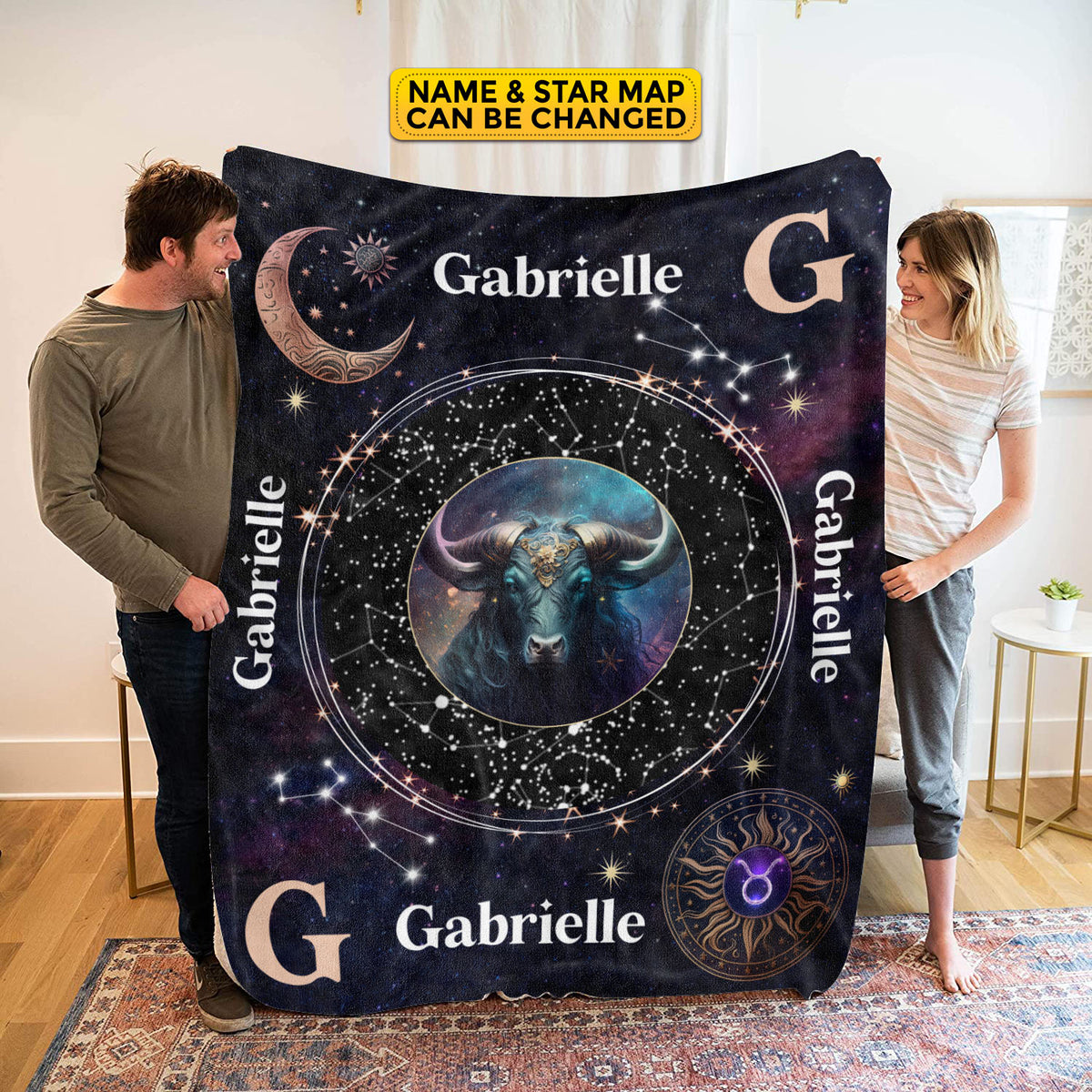 Personalized Taurus Star Map Flannel Constellations Blanket Warm & Soft – 12 Horoscope Astrology Throw Blankets