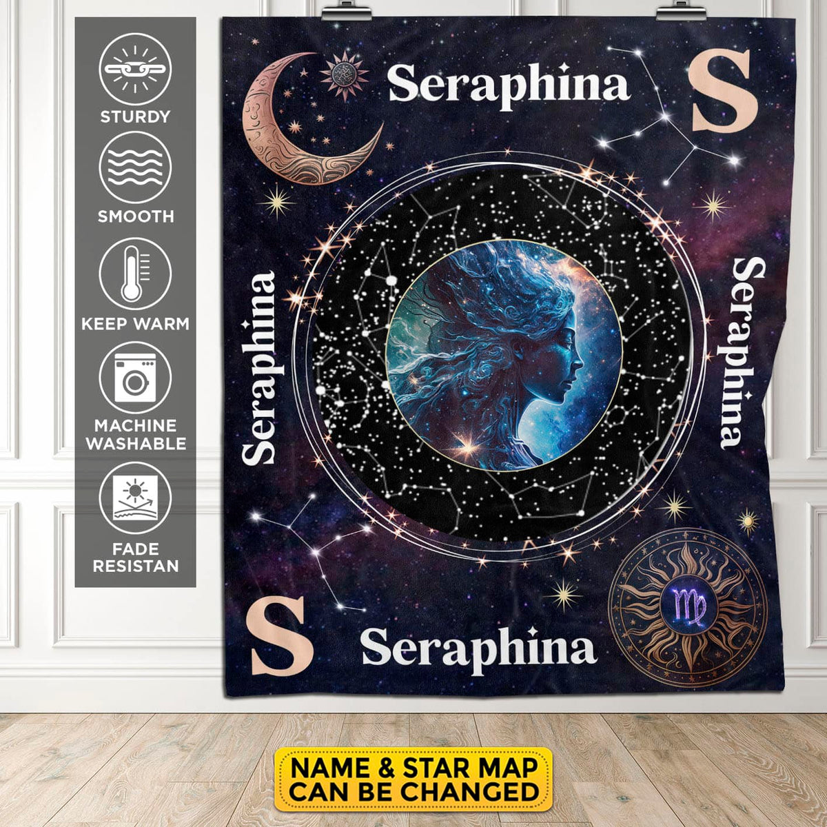 Personalized Virgo Star Map Flannel Constellations Blanket Warm & Soft – 12 Horoscope Astrology Throw Blankets