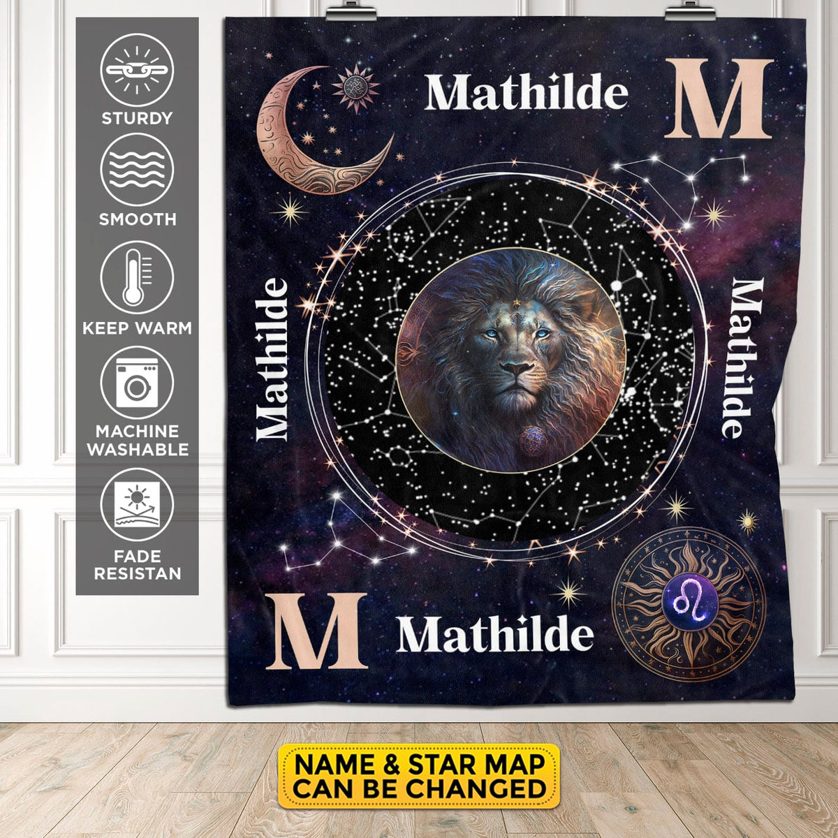 Personalized Leo Star Map Flannel Constellations Blanket Warm & Soft – 12 Horoscope Astrology Throw Blankets