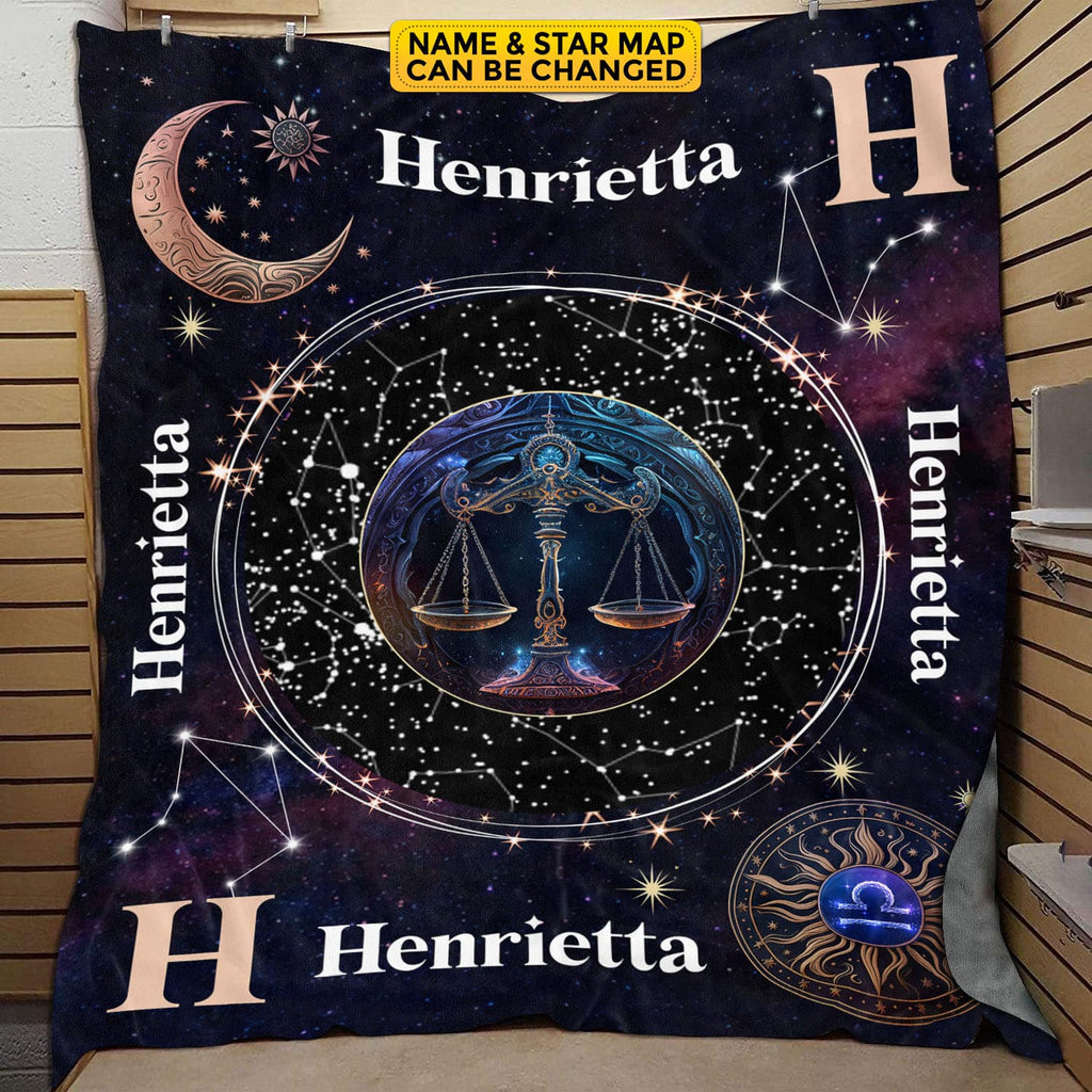 Personalized Libra Star Map Flannel Constellations Blanket Warm & Soft – 12 Horoscope Astrology Throw Blankets