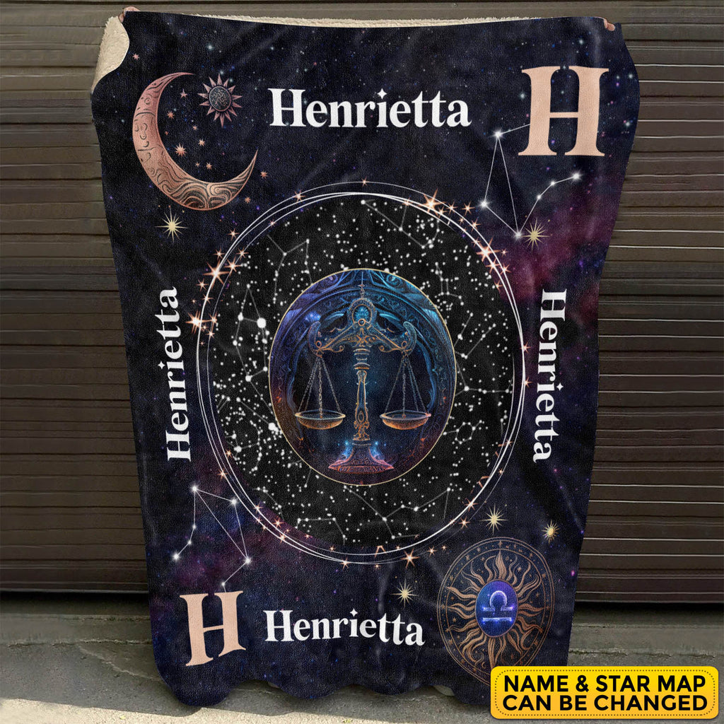 Personalized Libra Star Map Flannel Constellations Blanket Warm & Soft – 12 Horoscope Astrology Throw Blankets