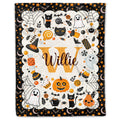 Personalized Halloween Pumpkin Monogram Name Blanket – Custom Name Halloween Baby Blanket