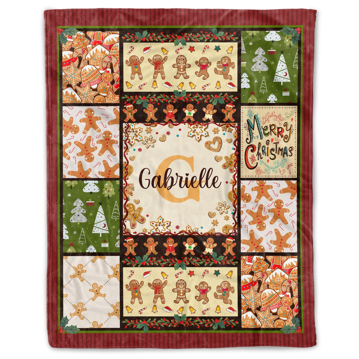 Personalized Christmas Monogram Name Blanket and Throws – Custom Name Christmas Gifts Blanket Sofa