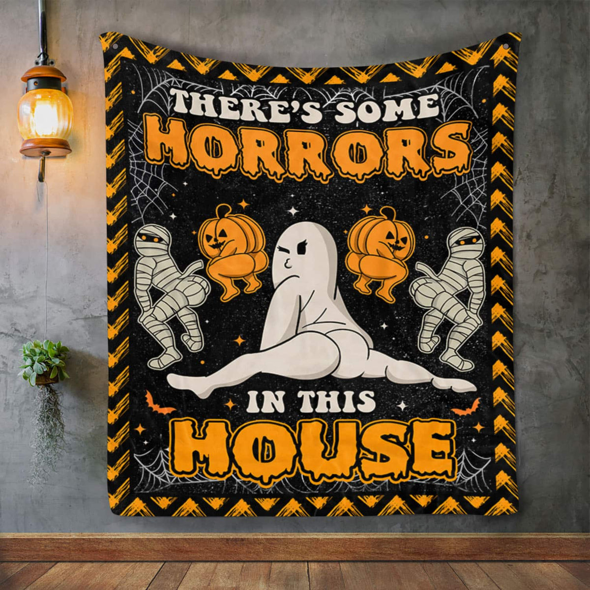 There’s Some Horror In This House Funny Halloween Fleece Blanket – Sherpa Blanket – Halloween Blanket Gifts