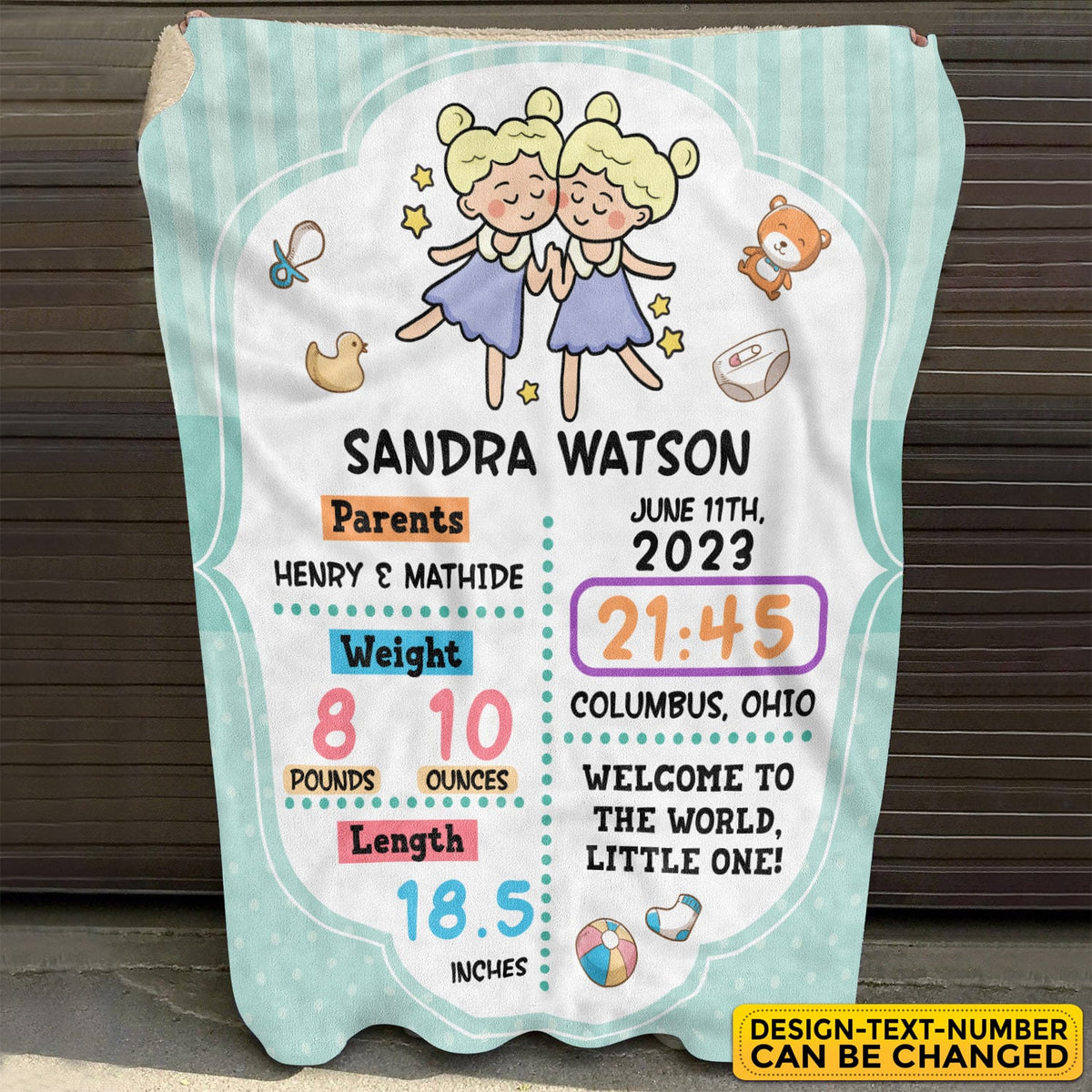 Personalized Birth Zodiac Blanket for Baby Boys and Girls – Customized Baby Blanket Name, Birth Date, Weight, Length