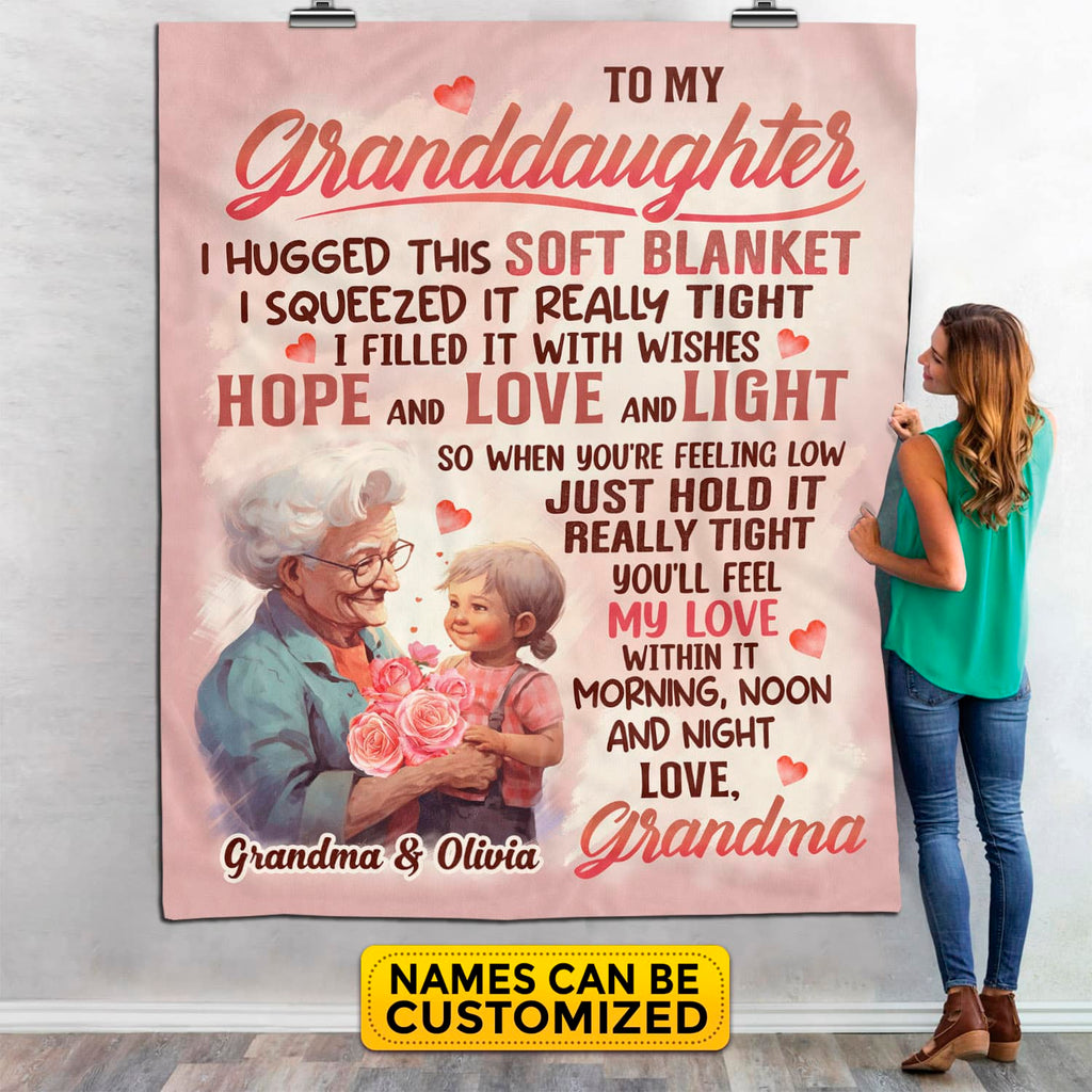 Personalized To My Granddaughter Fleece Blanket and Throws I Hugged This Soft Blanket From Grandma