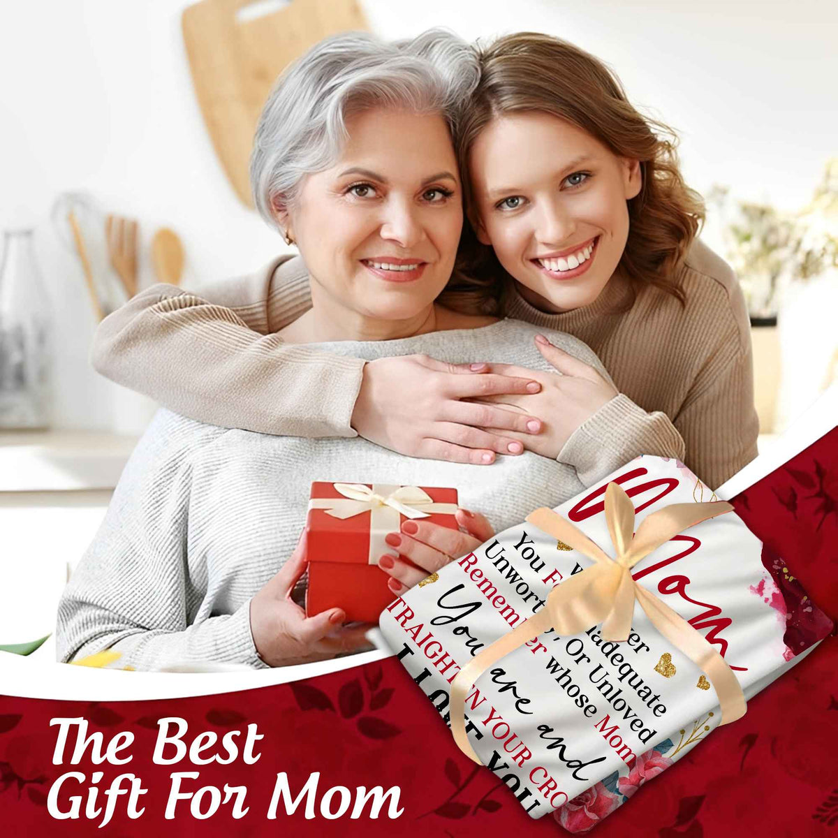Mom Whenever You Feel Rose Fleece Blanket – Gifts for Mom from Daughter Son – Mothers Day Blanket Gifts for Mom – Mother Birthday Present