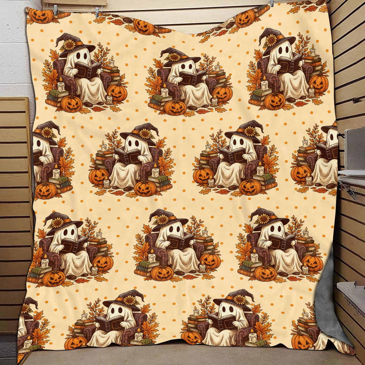 Halloween Ghost Book Funny Autumn Fleece Blanket – Sherpa Blanket